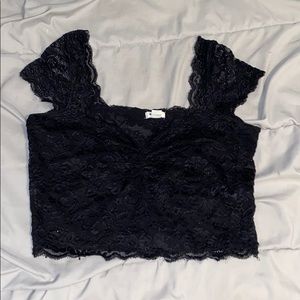 Black lace crop top